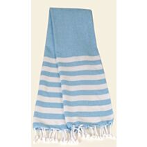 Fouta rayée avec franges 90x180 cm bleu