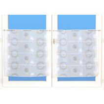 Vitrage modulable étamine brodée largeur 45cm blanc (vendu au mètre)