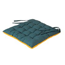 Coussin de chaise carré bicolore 40x40cm bleu canard