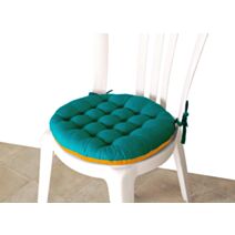 Coussin de chaise ronde bicolore 40x40cm bleu canard