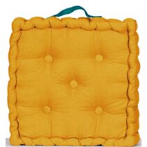 Coussin de sol carré 40x40cm moutarde/bleu canard