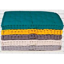 Coussin de palette rectangulaire 80x120cm bleu canard/moutarde