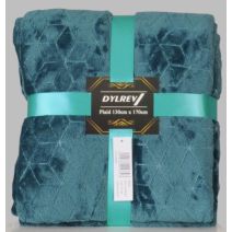 Plaid polaire jacquard 130x170cm bleu canard