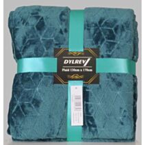 Plaid polaire jacquard 130x170cm bleu canard