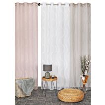 Voilage jacquard reliéfé vagues 140 x 240 cm gris - CARPENTIER
