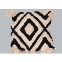 Coussin garni déhoussable 45x45cm écru/noir