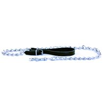 Laisse chaine 3 mm 16/10 poignée cuir noir