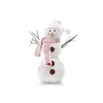 Bonhomme de neige bonnet/écharpe rose 42cm