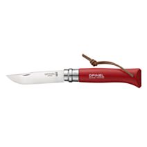 Couteau baroudeur N8 rouge + lien cuir - OPINEL