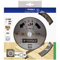 Lame scie circulaire bois Ø190 mm/24 dents alésage 20-16 mm