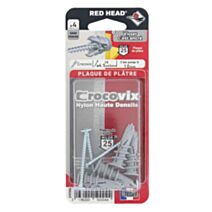 4 Chevilles Crocovix Autoforeuses Charges Moyennes + Vis TR Ø4,5x45mm - RED HEAD