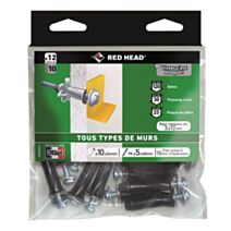 12 chevilles Xtech Ø10x36mm + vis universelle - RED HEAD