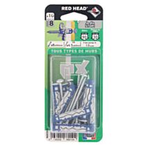 10 Chevilles Nylon Autobloquante Ø8x50mm + Vis TR 4,5x60mm - RED HEAD