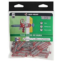 40 Chevilles MX Ø6x37mm + Vis TR Ø4x45mm - RED HEAD