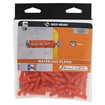 100 Chevilles Ztech Matériaux Pleins Ø6x30mm - RED HEAD
