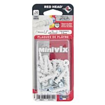30 Chevilles Minivix Autoforeuses + Vis TR Ø3x25mm - RED HEAD