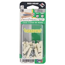25 chevilles polypropylène ø6 + vis - RED HEAD