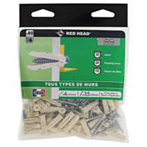 80 Chevilles Grapex Ø6x25mm + Vis TF Ø3,5x30mm - RED HEAD