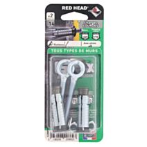 2 Chevilles G2X Ø14x55mm + 8 Pitons - RED HEAD