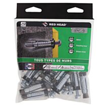 Sachet de 12 chevilles G2X Ø12x50mm + vis TH Ø6x60mm universelle - RED HEAD