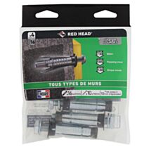 4 chevilles G2X Ø16x65mm + vis TH Ø10x70mm