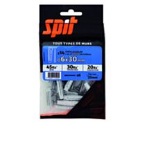 14 chevilles nylon universelles Ø6x30mm + vis TF Ø4,5x50mm Inox - SPIT