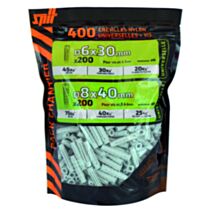 400 chevilles nylon universelles Ø6x30mm + Ø8x40mm - SPIT