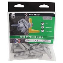 30 Chevilles Nordtech Ø8x40mm + Vis TF Nylon Universelle - RED HEAD