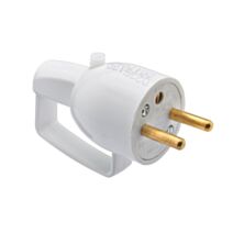 Fiche Mâle à Coiffe avec Anneau Sortie Droite 2P+T 16A Blanc - DEBFLEX