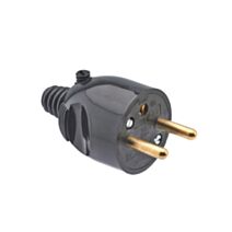 Fiche Mâle à Coiffe 2P+T 6A Sortie Droite Noir - DEBFLEX