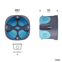 Boite d'encastrement Stopair multimat 1 poste D67 P50 GRIS BLEU