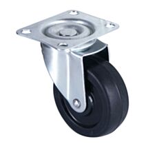 Roulette économique à platine pivotante caoutchouc noir Ø65mm charge supportée 35 kg