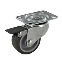 Roulette éco caoutchouc à platine pivotante et frein - Charge admissible 20kg. Ø50mm - CIME
