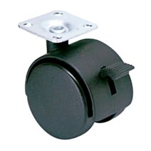 Roulette d'ameublement à platine pivotante à frein - Charge admissible 25kg.  Ø40mm - CIME