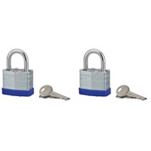 2 Cadenas + 4 Clés Auto Lamelles Zingué 40mm