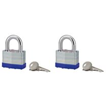 Set 2 cadenas + 4 clés auto lamelles zingué 50 mm - THIRARD