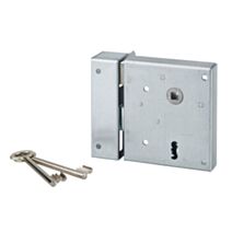 Serrure applique verticale pêne dormant 1/2 tour "Alsace axe 60 "tirant " 100x120mm gauche