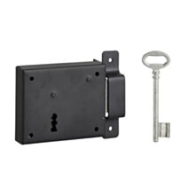 Serrure en applique horizontale pêne dormant 95x76mm droite 1 clé polie époxy noir granité - THIRARD