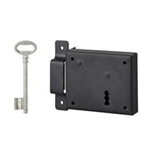 Serrure en applique horizontale pêne dormant 95x76mm gauche 1 clé polie époxy noir granité - THIRARD