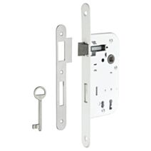 Serrure pêne dormant 1/2 tour blanche axe 50mm