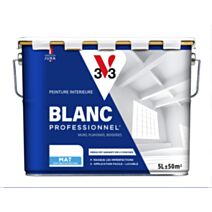 Peinture blanc professionnel acrylique mat 5L - V33