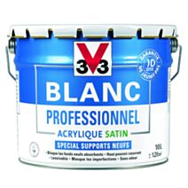 Peinture Blanc Professionnel murs/plafond/boiserie satin 10L - V33