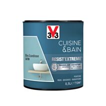 Peinture Cuisine & bain Resist'Extrême bleu scandinave satin 0,5L - V33