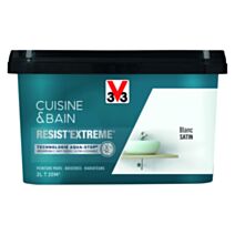 Peinture Cuisine & bain Resist'Extrême Blanc satin 2L - V33