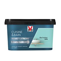 Peinture Cuisine & bain Resist'Extrême Bleu fraîcheur satin 2L - V33