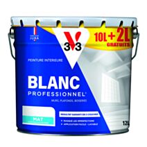 Peinture professionnelle acrylique blanc mat 10+2L gratuits - V33