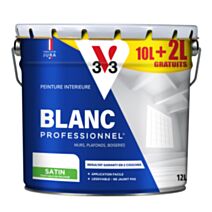 Peinture professionnelle acrylique blanc SATIN 10+2L gratuits - V33