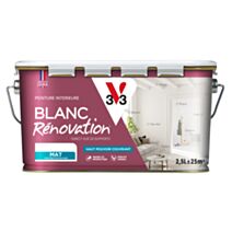 Peinture murs et plafonds blanc rénovation mat 2,5L - V33 
