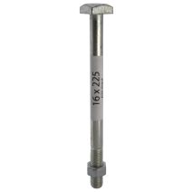 Boulon de charpente en acier zingué d16x350 x25