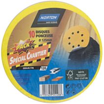 Pack chantier 10 disques pour ponceuse Ø125mm Grain 40 - NORTON